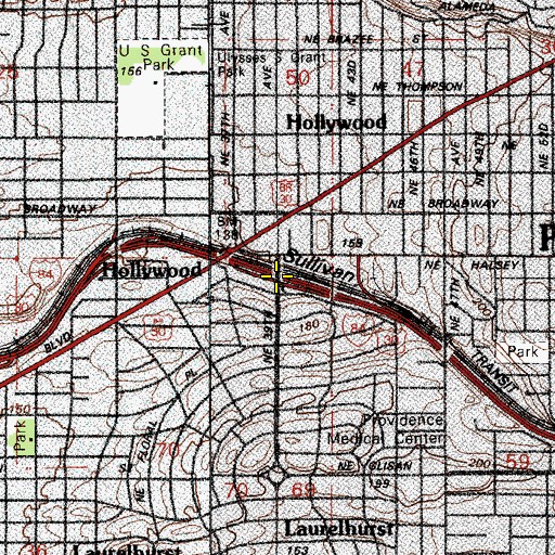 Topographic Map of Interchange 2, OR