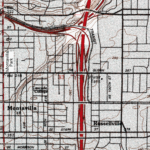 Topographic Map of Interchange 21A, OR