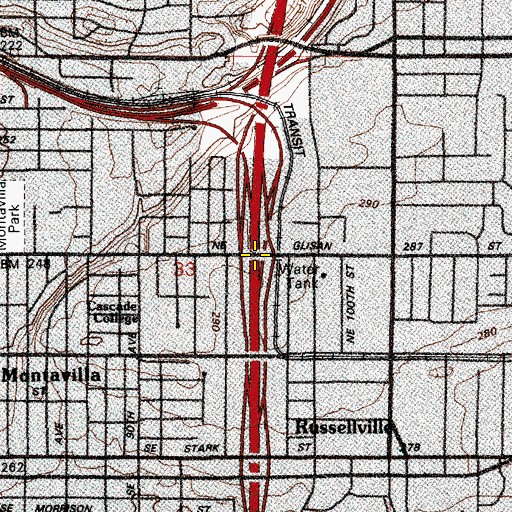 Topographic Map of Interchange 21A, OR