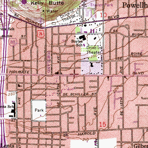 Topographic Map of Multnomah Holiness Association, OR
