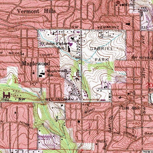 Topographic Map of Multnomah Presbyterian Church, OR