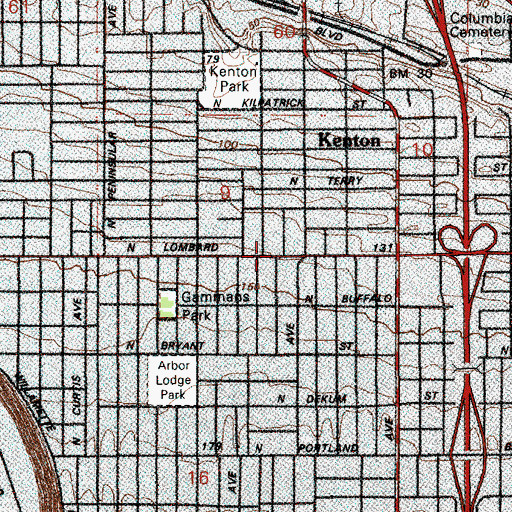 Topographic Map of Kenton United Presbyterian Church, OR