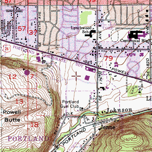 Topographic Map of Highland Fair Shopping Center, OR