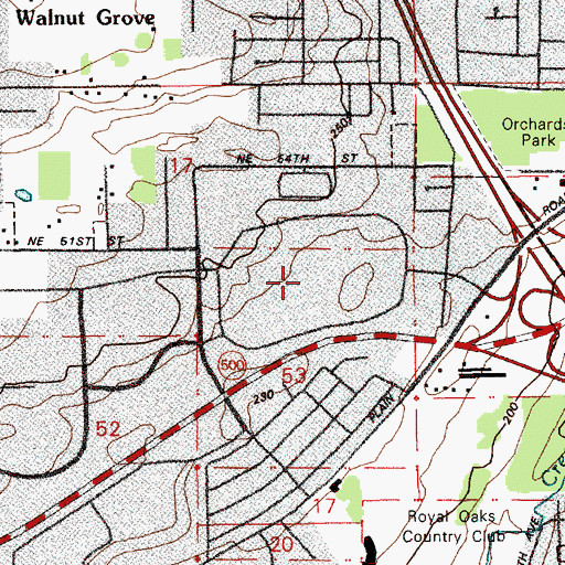 Topographic Map of Westfield Shoppingtown Shopping Center, WA