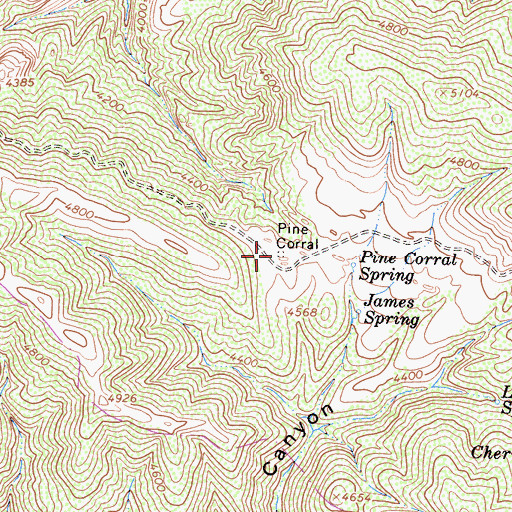 Topographic Map of Pine Corral, CA
