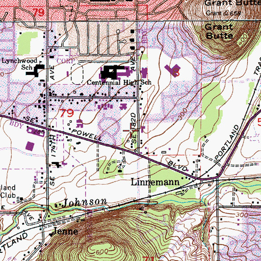 Topographic Map of Highland Community Pre-Kindergarten, OR