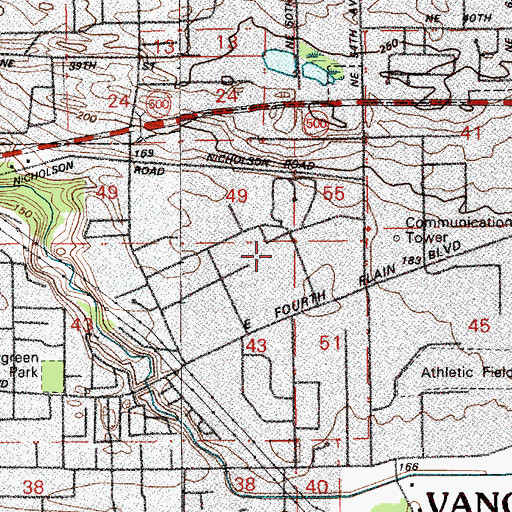 Topographic Map of Vancouver Flex Academy Lewis and Clark Campus, WA