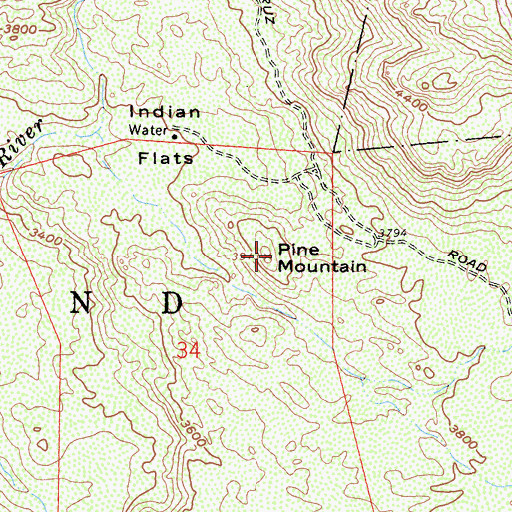 Topographic Map of Pine Mountain, CA