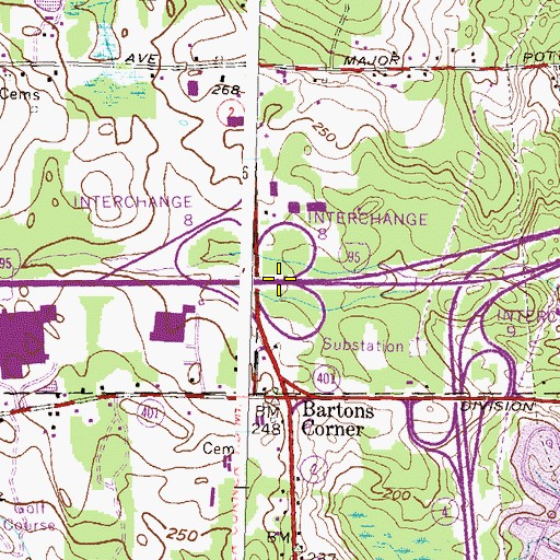 Topographic Map of Interchange 8B, RI