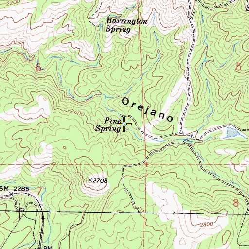 Topographic Map of Pine Spring, CA