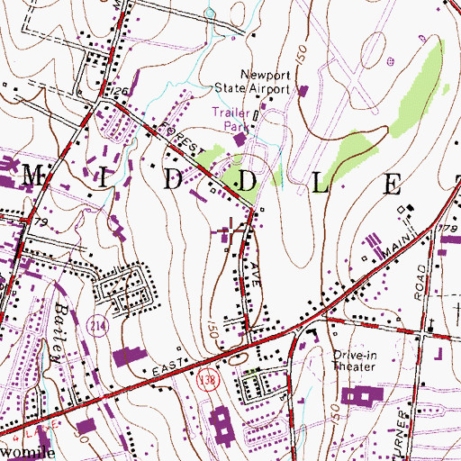 Topographic Map of Forest Avenue School, RI