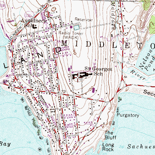 Topographic Map of Saint Georges School, RI