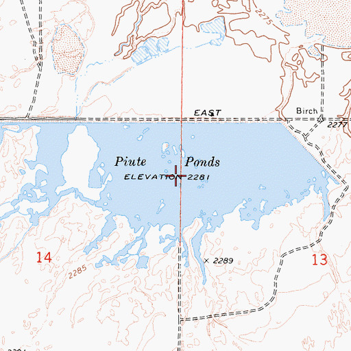 Topographic Map of Piute Ponds, CA