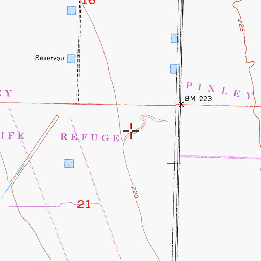 Topographic Map of Pixley National Wildlife Refuge, CA