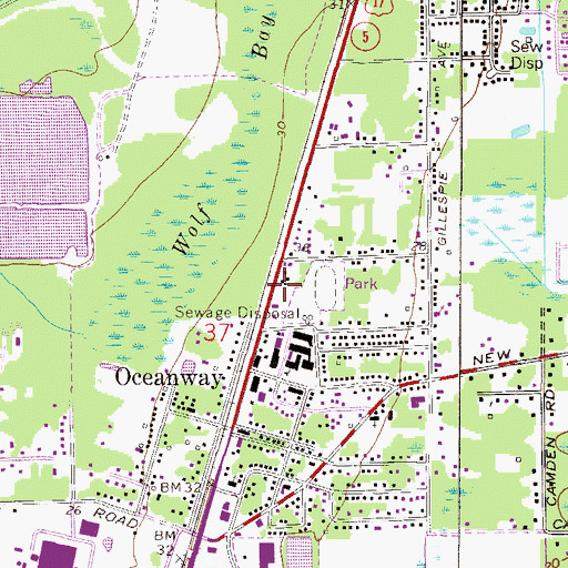 Topographic Map of Duval County Fire Station Number 35, FL