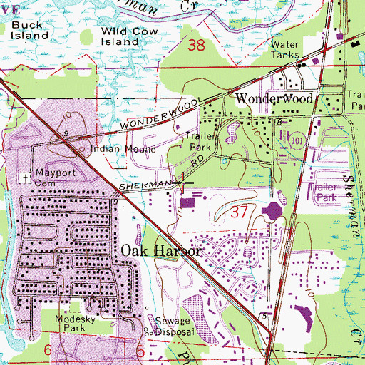 Topographic Map of Jacksonville Fire and Rescue Department Station 41, FL