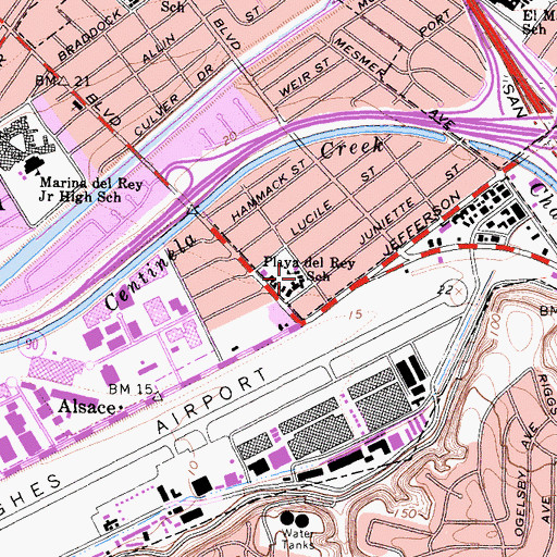 Topographic Map of Playa Del Rey Elementary School, CA