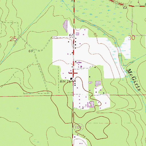 Topographic Map of Crystal Springs Baptist Church, FL