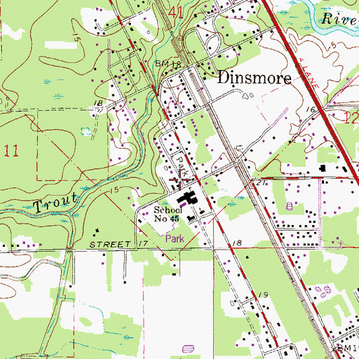 Topographic Map of Dinsmore United Methodist Church, FL