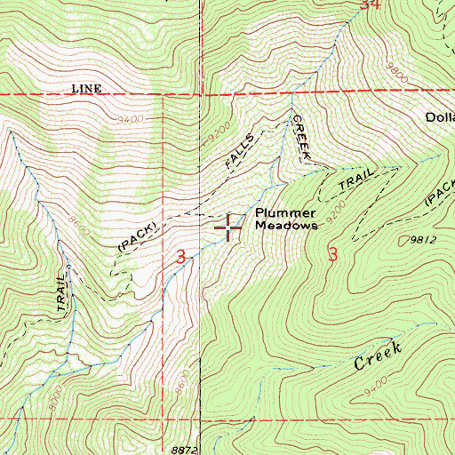 Topographic Map of Plummer Meadows, CA