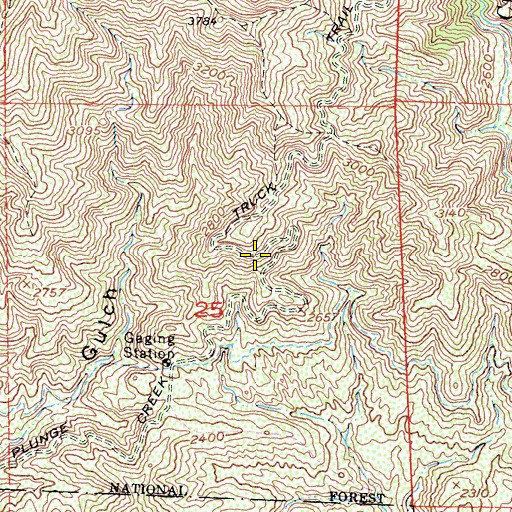 Topographic Map of Plunge Creek Truck Trail, CA
