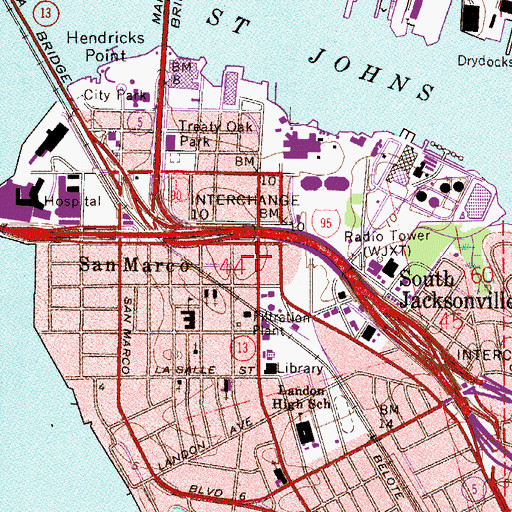 Topographic Map of Florida Baptist Church, FL