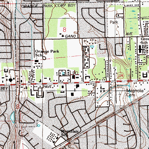Topographic Map of Orange Park Post Office, FL