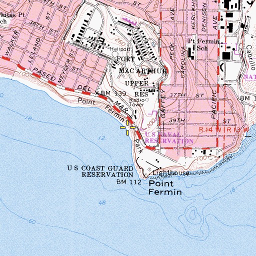 Topographic Map of Point Fermin Park, CA