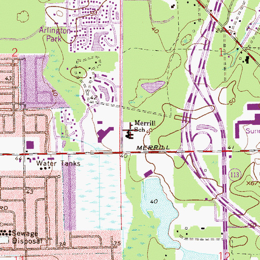 Topographic Map of Merrill Road Community Church, FL