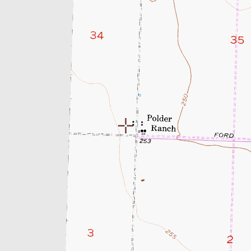 Topographic Map of Polder Ranch, CA