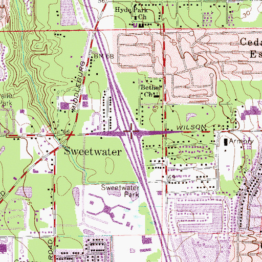 Topographic Map of Interchange 17, FL