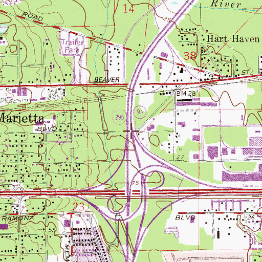 Topographic Map of Interchange 21, FL