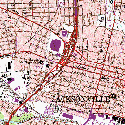 Topographic Map of Interchange 353A, FL