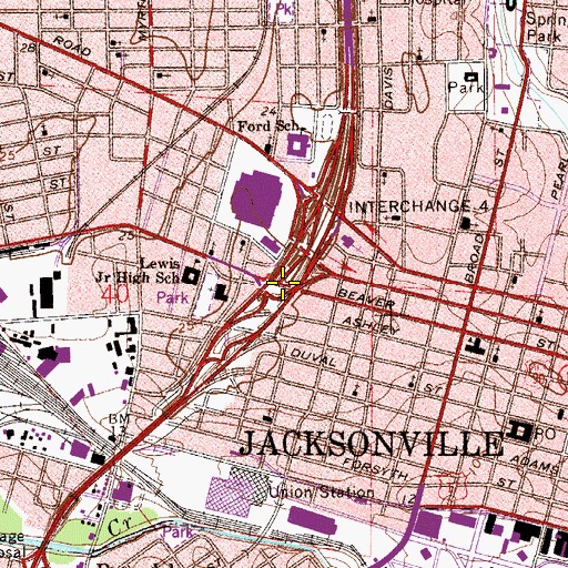 Topographic Map of Interchange 353A, FL
