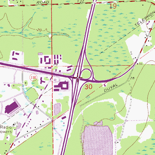 Topographic Map of Interchange 363, FL