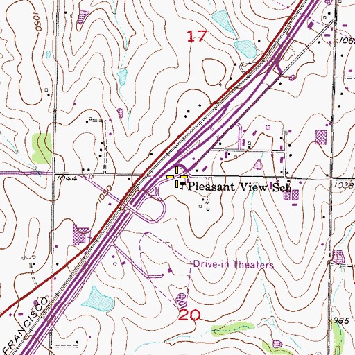 Topographic Map of Interchange 220, KS
