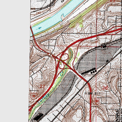 Topographic Map of Interchange 234, KS