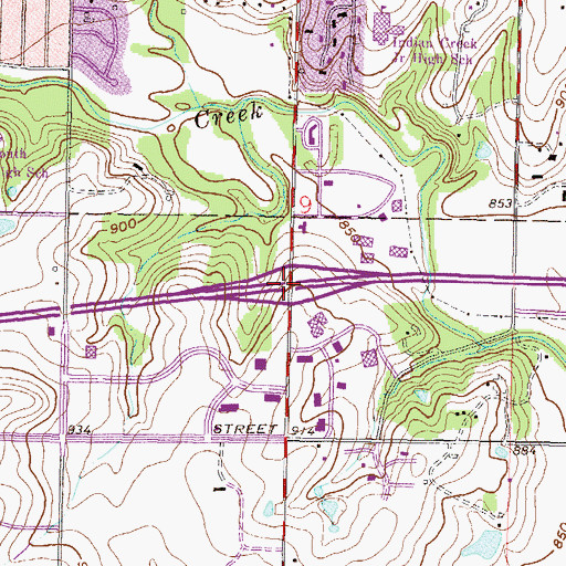 Topographic Map of Interchange 77A, KS
