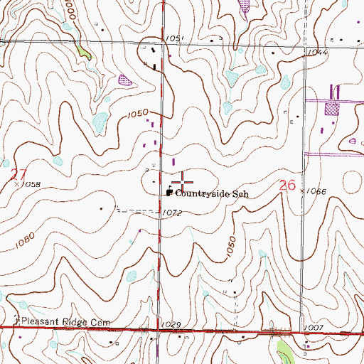Topographic Map of Bentwood Elementary School, KS