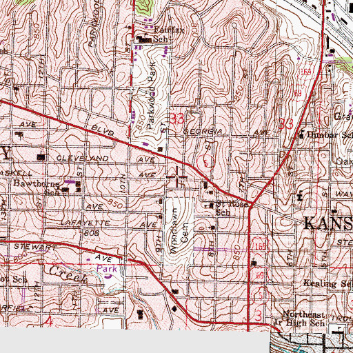 Topographic Map of Kiddie Kollege Nursery School and Kindergarten, KS