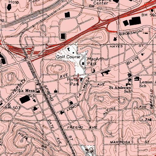 Topographic Map of Porter Park, CA