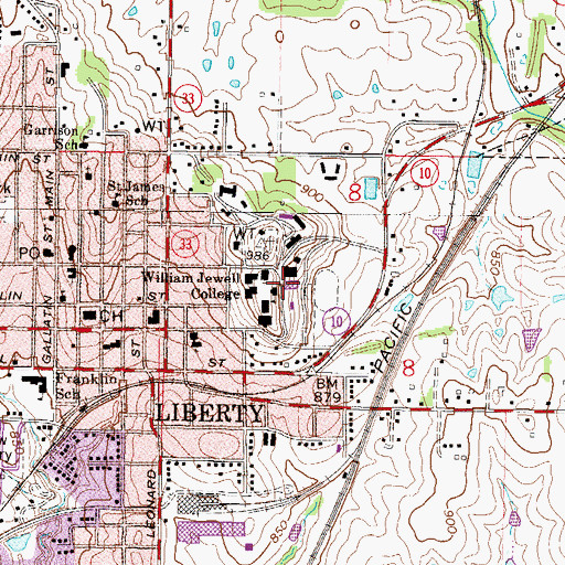 Topographic Map of Pillsbury Music Center, MO