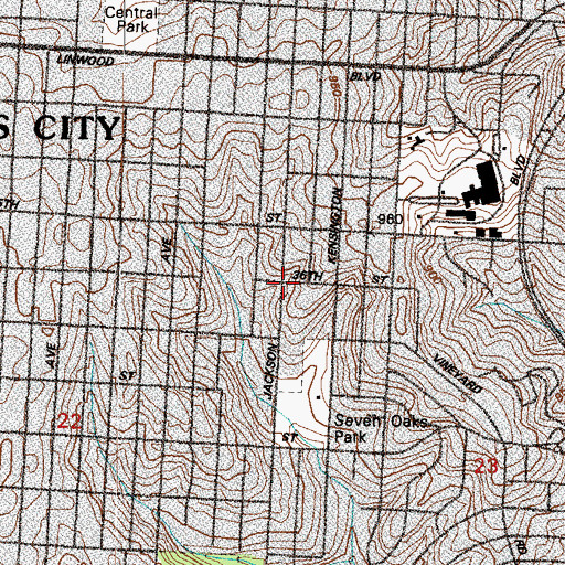 Topographic Map of Park Avenue Baptist Church, MO