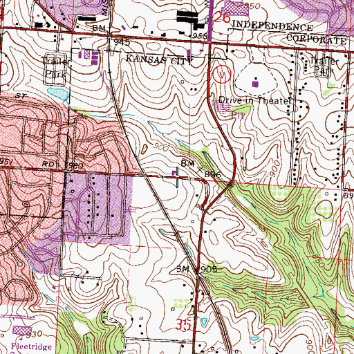 Topographic Map of Pebble Creek Assembly of God Church, MO
