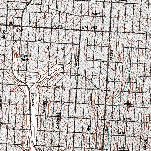 Topographic Map of Crossroads Church, MO