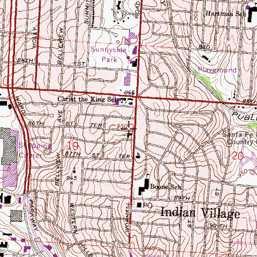 Topographic Map of First Bible Presbyterian Church, MO