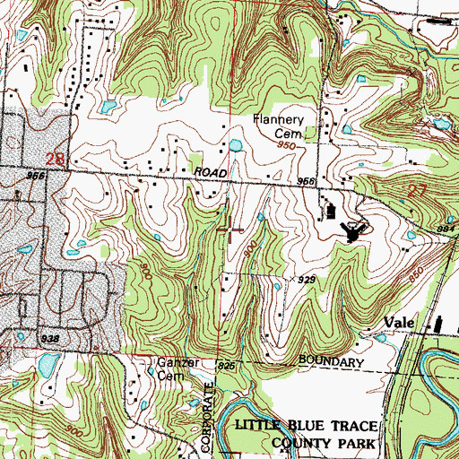 Topographic Map of Spruce Hill Bible Chapel, MO