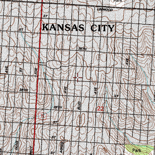 Topographic Map of Sanford B Ladd Elementary School, MO
