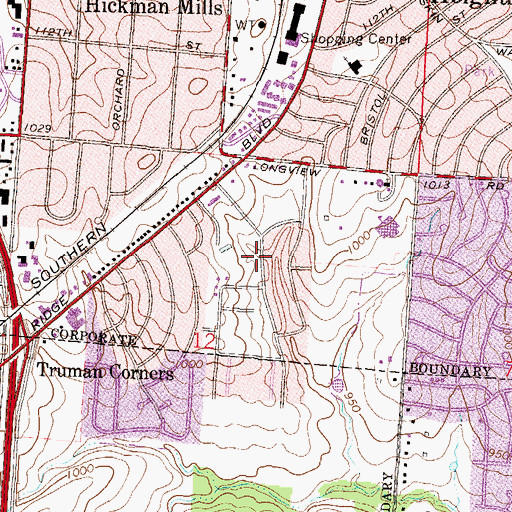 Topographic Map of Word of Life Worship Center, MO