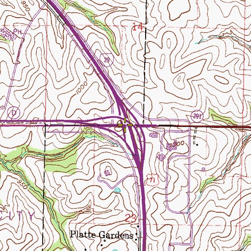 Topographic Map of Interchange 13, MO